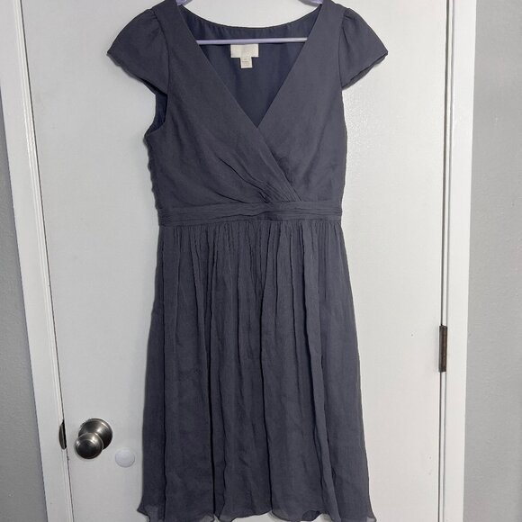 J. Crew Dresses & Skirts - J. Crew Grey Silk Chiffon A-Line Dress Women's Size 10